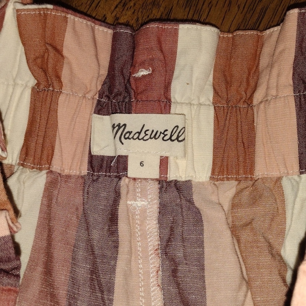 MADEWELL PAPER BAG High Rise RAINBOW STRIPE Brown Tan CREME 6 - Picture 7 of 9